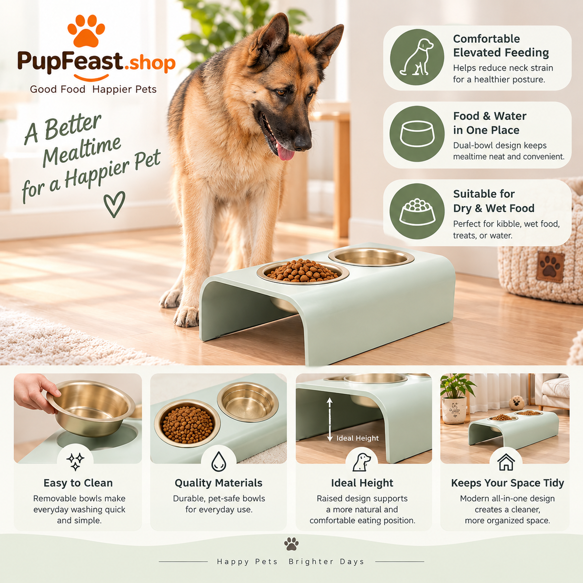 Elevated Double Pet Feeding Bowls