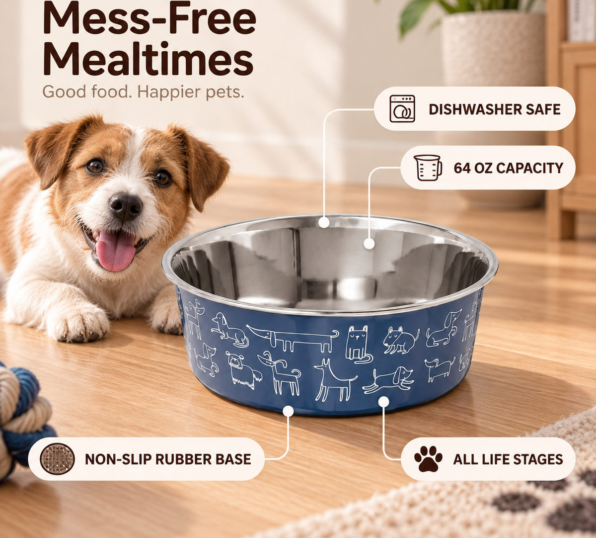 Large Stainless Steel Dog Bowl