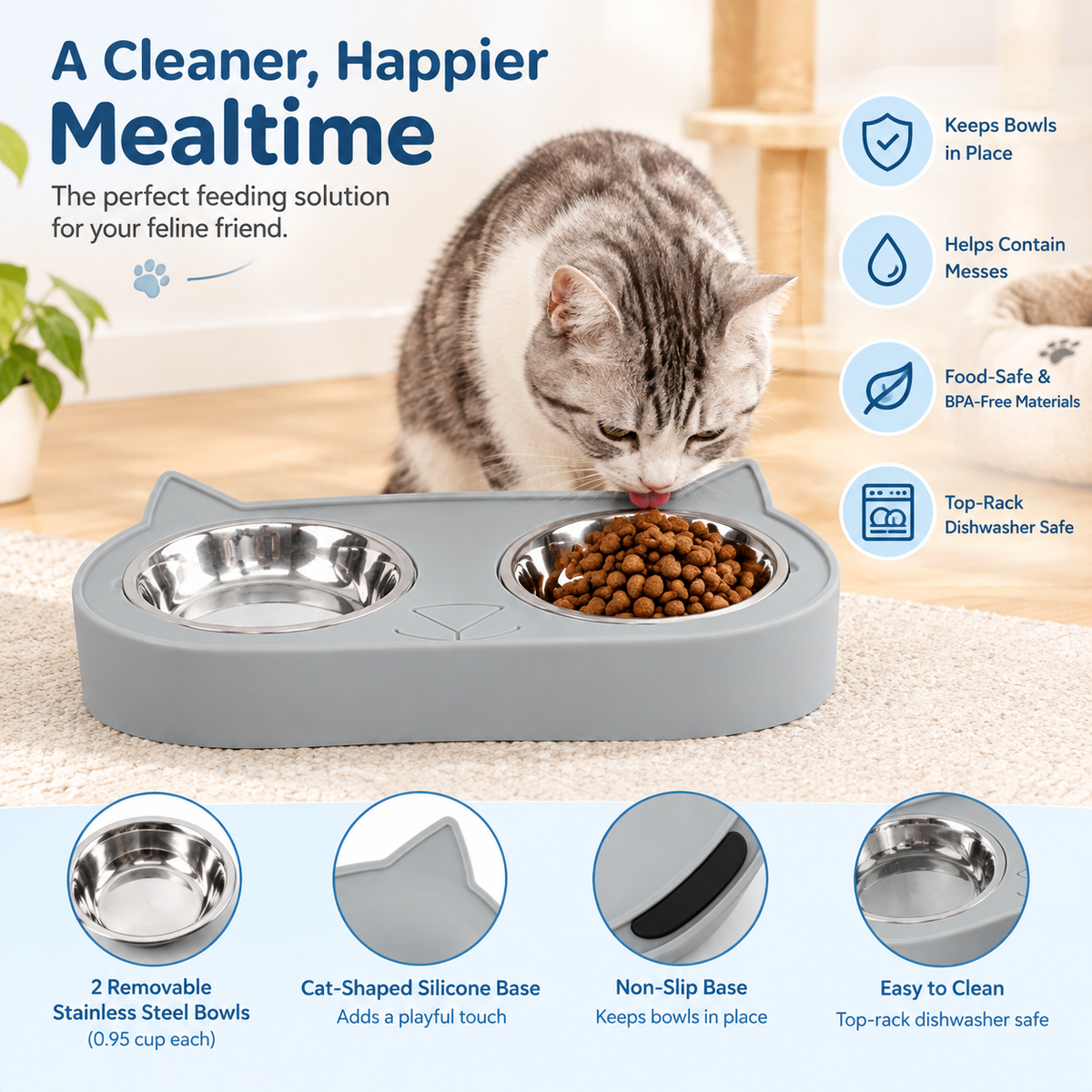 Double Stainless Steel Cat Bowls