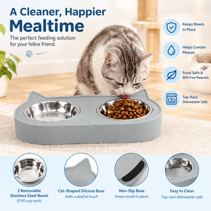 Double Stainless Steel Cat Bowls